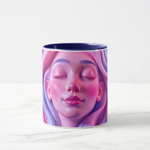 Mug Visage féminin onirique aux couleurs pastel.