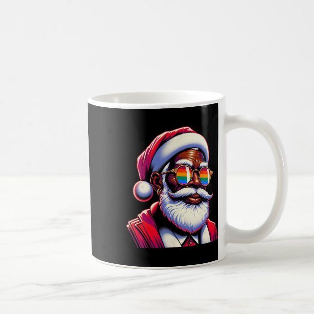 Mug Visage gris Père Noël de couleur rétro Rainbow Sun (Droite)