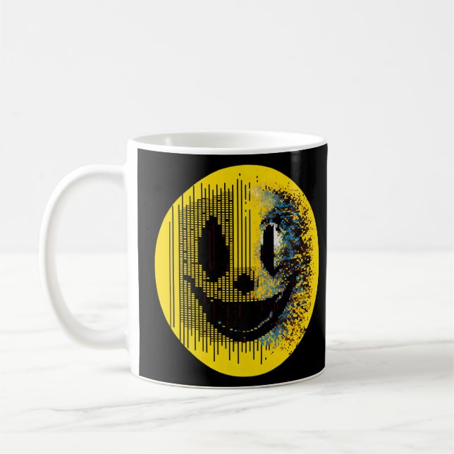 Mug Visage numérique Glitchcore - Art algorithmique -  (Gauche)