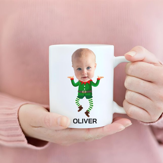 Mug Visage personnalisé bébé visage drôle elfe de Noël (Créateur téléchargé)