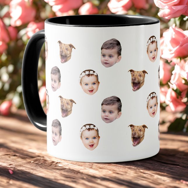 Mug Visage personnalisé, cadeau familial unique, 3 pho (Créateur téléchargé)