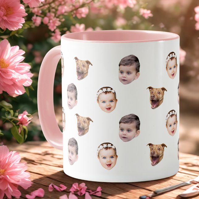 Mug Visage personnalisé, cadeau familial unique 3 phot (Créateur téléchargé)