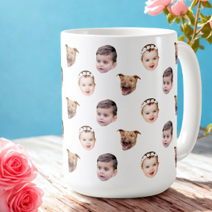 Mug Visage personnalisé, cadeau familial unique 3 phot