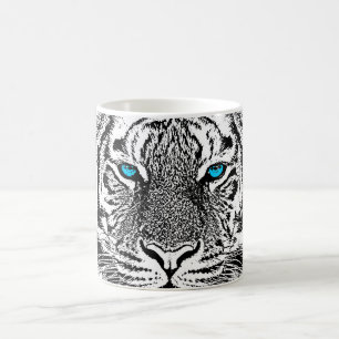 Mug Visage sauvage de tigre d'yeux bleus noirs et