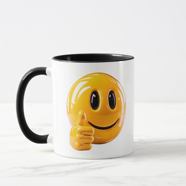 Mug Visage Souriant Jaune Pouce Levé Illustration (Gauche)