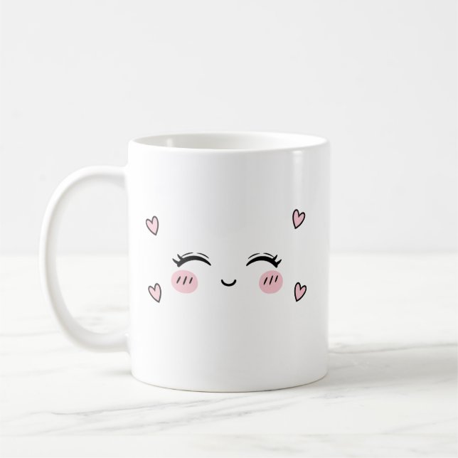 Mug Visage Souriant Mignon  Cœur Doux Esthétique (Gauche)