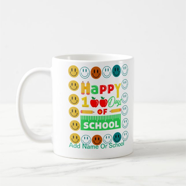 Mug Visage souriant mignon pour le 100ème jour d'école (Gauche)
