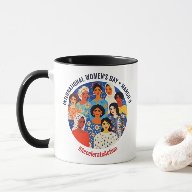 Mug Visages Colorés | Journée Internationale des Femme (Avec donut)