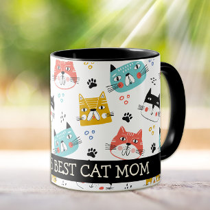 Mug Visages de chat de dessin animé colorés meilleure 