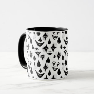 Mug Visages de clown de cirque noir et blanc