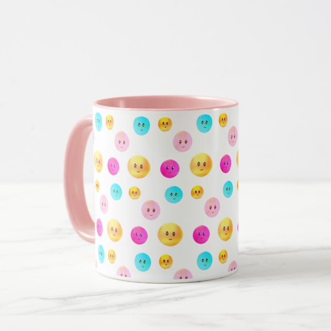 Mug Visages Modernes Joyeux Multicolores Mignons (Devant gauche)