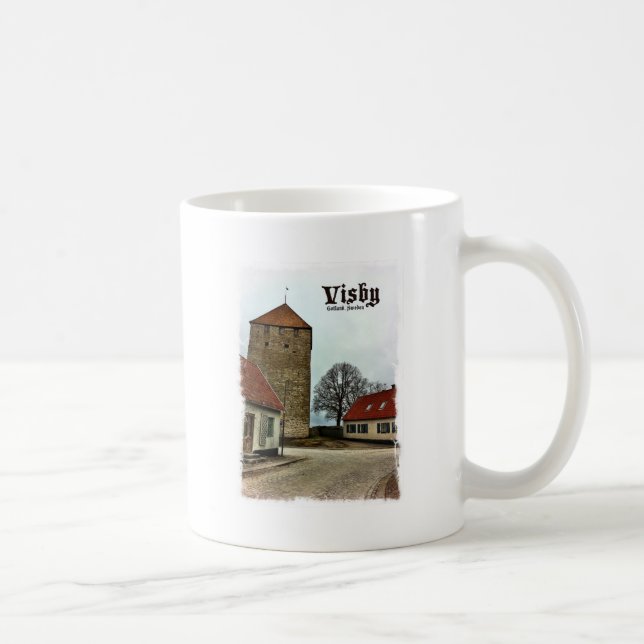 Mug Visby, tour du Gotland, Suède avec la frontière (Droite)