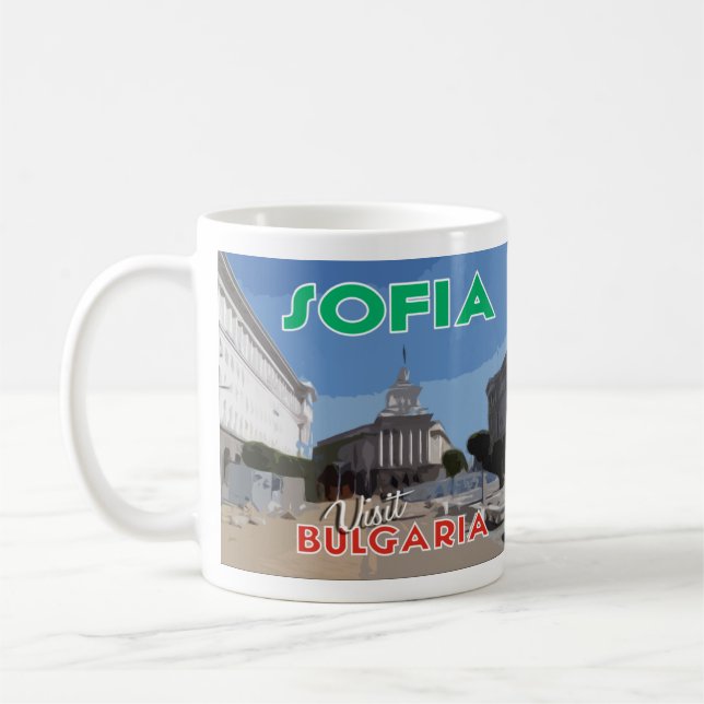 Mug Visite Sofia, Bulgarie J'aime la pâte à café (Gauche)