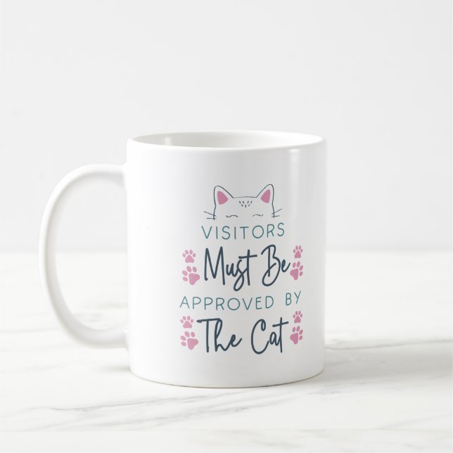 Mug Visiteurs de chats mignons doivent être approuvés  (Gauche)