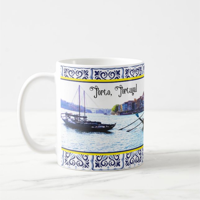Mug Vista de barcos no rio douro porto portugal (Gauche)