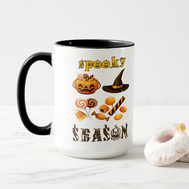 Mug visuel de la saison effrayante, Joyeux Halloween  (Avec donut)