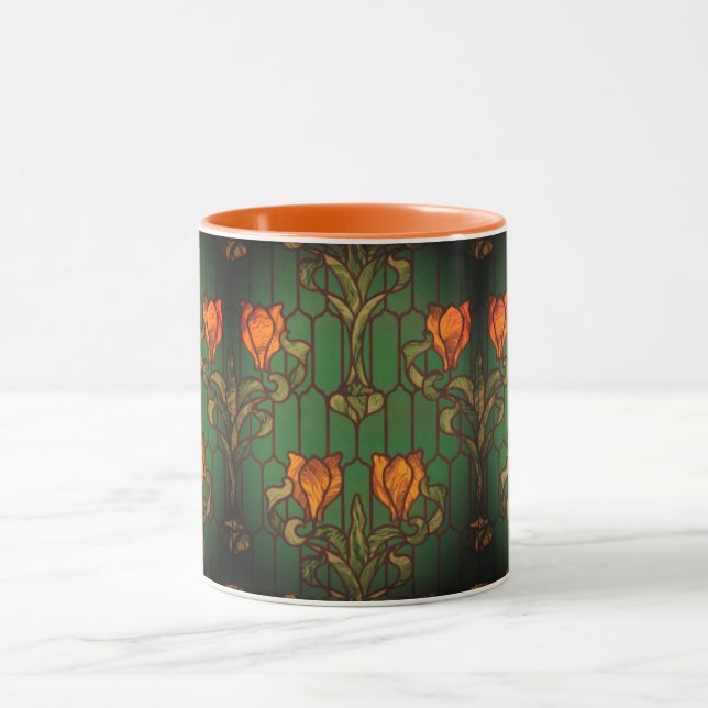 Mug Vitrages floral art nouveau fleurs élégant (Centre)