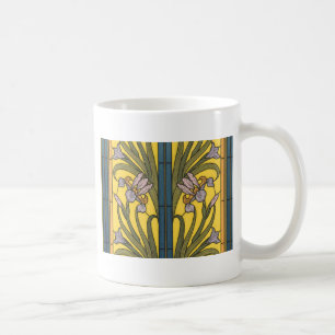 Mug Vitrail Art Nouveau Fleur d'Iris Bleu Or