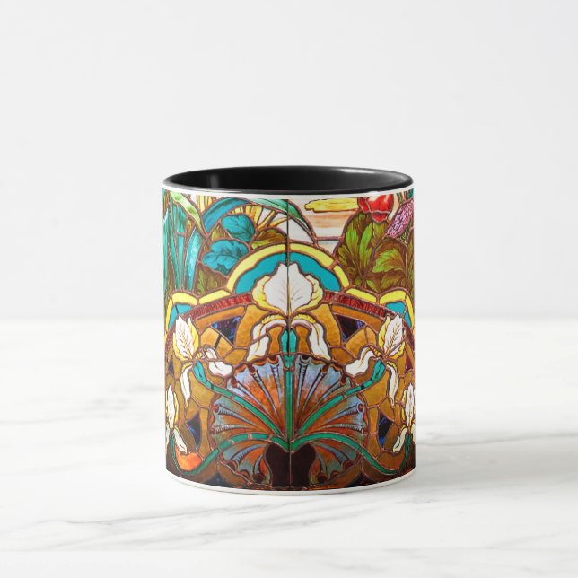 Mug Vitrail Art nouveau fleuri (Centre)