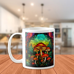 Mug Vitraux Champignons Rouges Amanite Fantastique