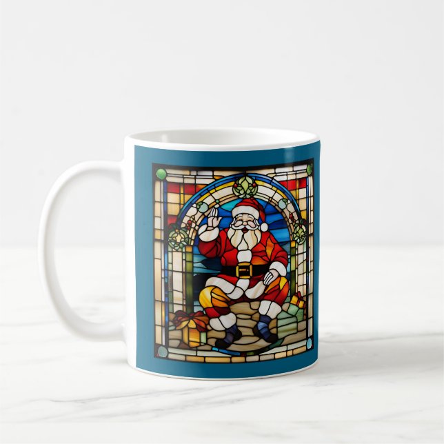 Mug Vitraux de Noël de Père Noël (Gauche)