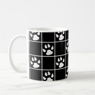 Mug Vitre blanche noire Cute Paw Plaid