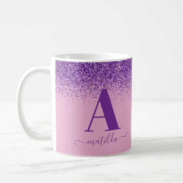 Mug Vitre rose violet moderne parties scintillant étin (Gauche)