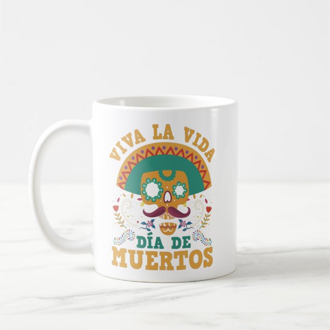 Mug Viva La Vida Dia De Muertos Mexicain Floral Crâne (Gauche)