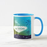 Mug Viva Las Vegas Cyan Blue Mariage cadeau<br><div class="desc">Signe glamour Las Vegas, silhouettes de palmiers, petites étoiles scintillantes et arrière - plan bleu cyan illustrés sur Mugs personnalisés. Tous les exemples de texte peuvent être entièrement personnalisés avec votre propre libellé. N'hésitez pas à modifier les couleurs, les polices et les tailles du texte. (Contactez ujean4791@gmail.com pour effectuer un...</div>