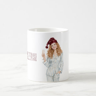 Mug Vive Champagne Bourgogne Noël Rousse Femme