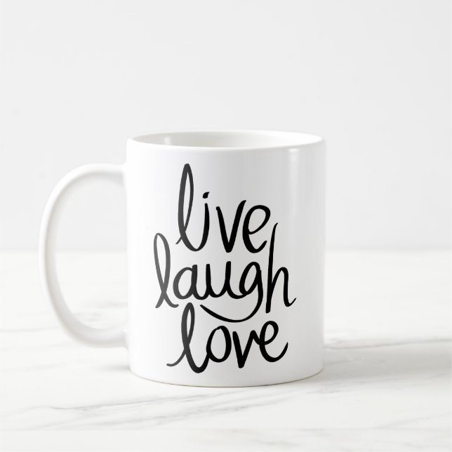 Mug Vivez Riez Aimez – Typographie Inspirante Classiqu (Gauche)