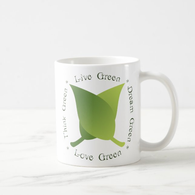 Mug Vivez vert, pensez vert, vert de rêve, vert d'amou (Droite)