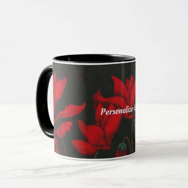 Mug Vivid red cyclamen on a dark background (Devant gauche)
