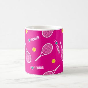 Mug Vivid rose J'aime le motif de tennis