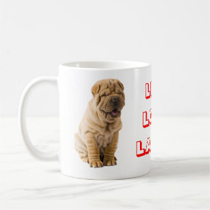 Mug Vivre, aimer, rire, chiot de chien coquelicot