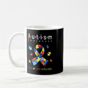 Mug Vivre, Amour, Accepter, Sensibilisation sur l'auti
