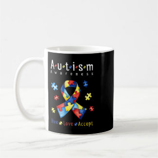 Mug Vivre, Amour, Accepter, Sensibilisation sur l'auti