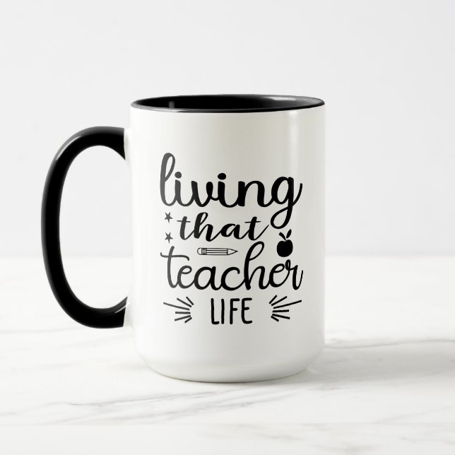 Mug Vivre Ce Professeur Vie Wordart (Gauche)