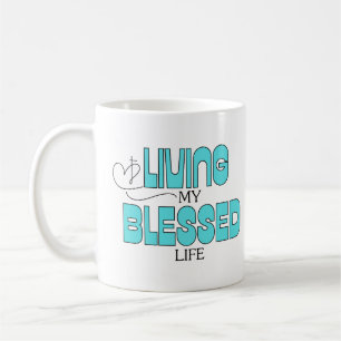 Mug Vivre ma vie bénite Turquoise bleu