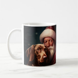 Mug Vizsla avec le Père Noël Fête de Noël