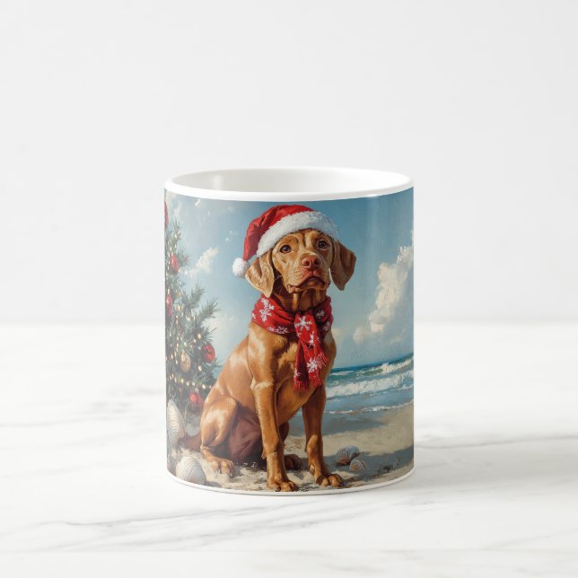 Mug Vizsla Chien Noël Plage Vintage (Centre)
