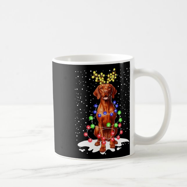 Mug Vizsla Chien Xmas laides lumières de Noël (Droite)