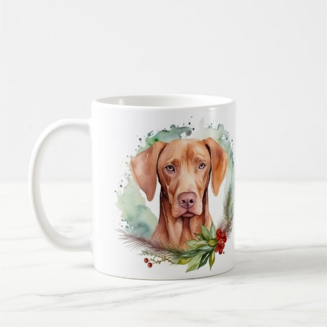 Mug Vizsla Christmas Wreath Festive Pup (Gauche)