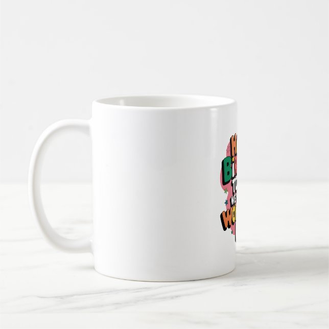 Mug Vœux d'anniversaire colorés (Gauche)