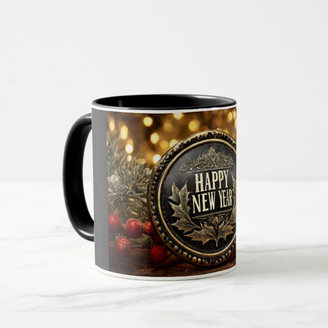 Mug Vœux de bonne année sur un fond festif (Devant gauche)