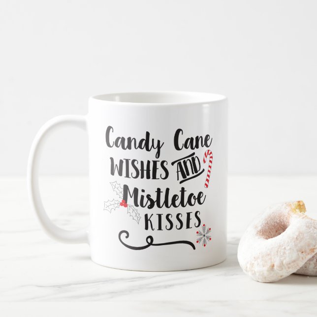 Mug vœux de canne en sucre et baisers de gui (Avec donut)