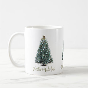Mug Vœux de fête. Conception d'arbre de Noël