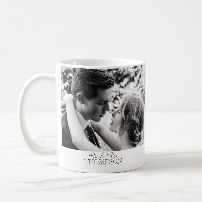Mug Voeux de mariage photo M. et Mme personnalisé (Gauche)