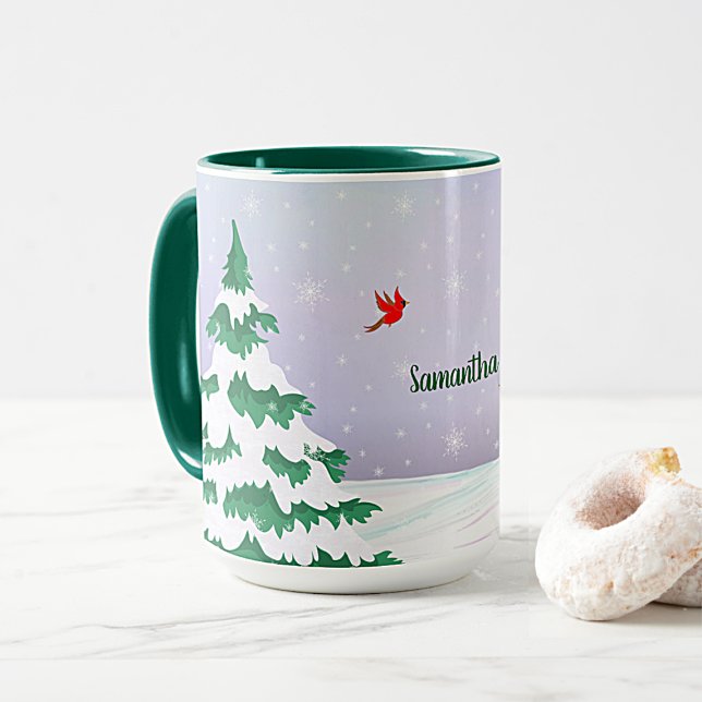 Mug Vœux de Noël des Cardinals d'Hiver (Créateur téléchargé)