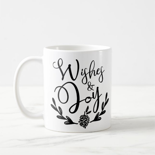 Mug Voeux & Joie | Typographie Black & Gold tendance (Gauche)